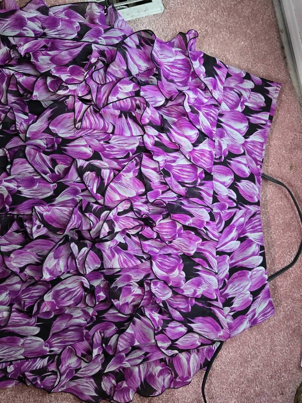 Worthington Purple and Black Size 14 Ruffle Skirt